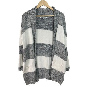 Cupcakes and Cashmere Striped Navy Blue & White Knit Open Cardigan Style CG16928